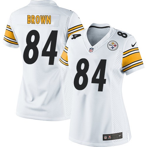 Women's Elite Antonio Brown Nike Jersey White Road - #84 NFL Pittsburgh Steelers